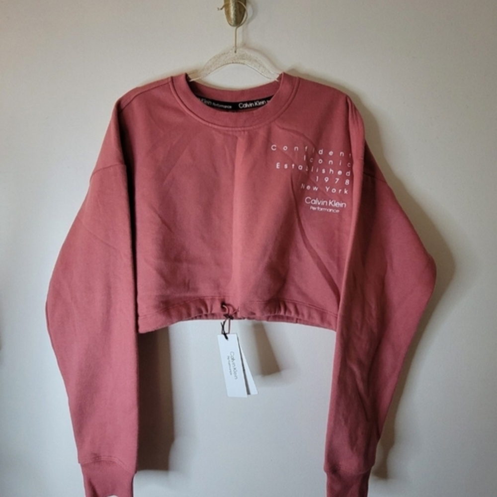 NWT Calvin Klein Performance Cropped Sweatshirt Clean Girl Streetwear Y2K Small